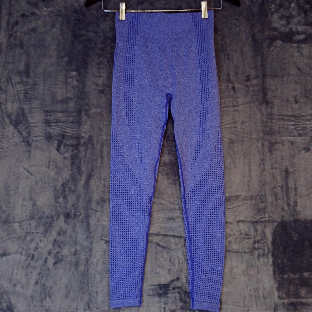 Leggings Womens XS Blue Seamless High Waist Textured Laser Cut Yoga Workout